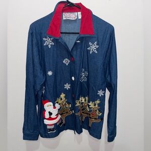 VTG Tantrums Red and Blue Denim Christmas Shirt